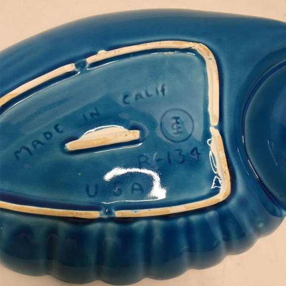 Nasco Santa Anita Ware Sierra Chip n' Dip Bowl Blue Vintage California USA R-134 - Picture 7 of 11